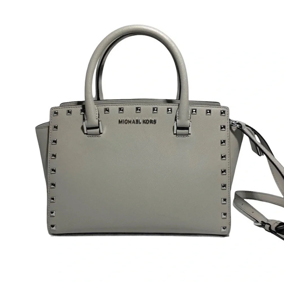 MICHAEL KORS Gray Selma Stud Saffiano Leather Bag - Picture 2 of 11